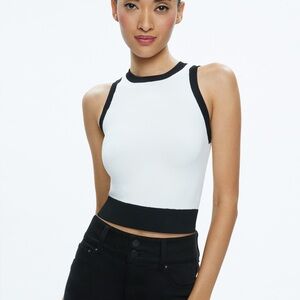 NWOT Alice + Olivia Women's Black and White Sleeveless Top